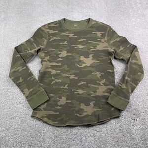 Gap Shirt Mens Medium Army Green Woodland Camo Thermal Waffle Knit Military